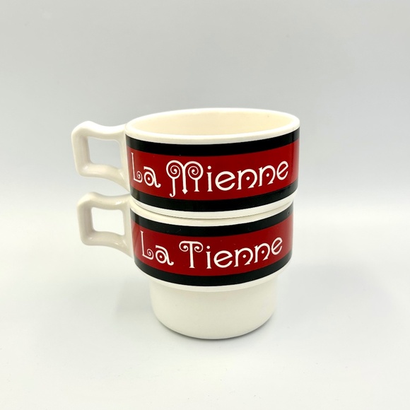 VTG Me & You Stacking Mugs Retro Anniversary Couple Wedding Shower Gift Japan - Picture 2 of 7